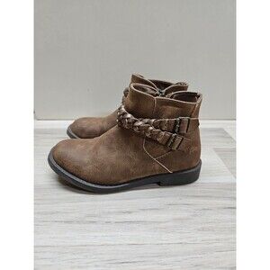 Blowfish Girls Brown Ankle Boots Size 2 Zipper Buckles